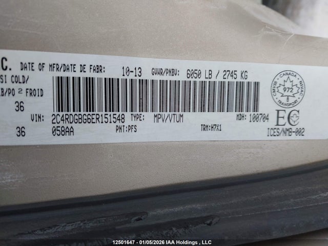 2C4RDGBG6ER151548 Dodge Grand Caravan Se