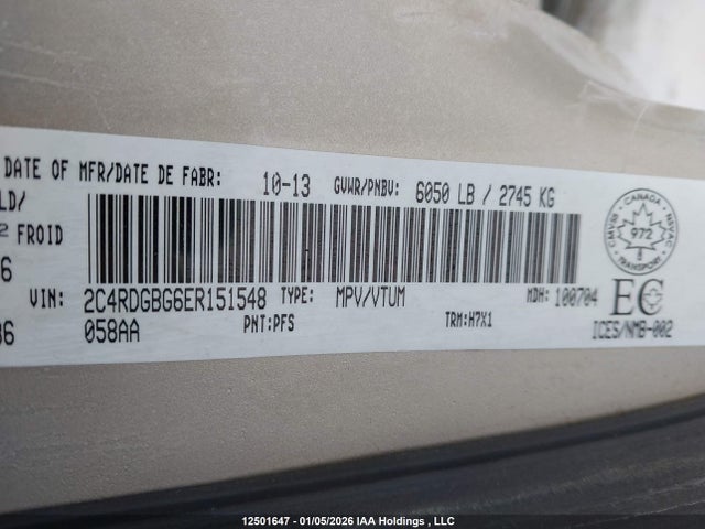 2C4RDGBG6ER151548 Dodge Grand Caravan Se