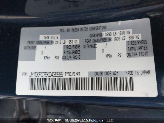 Aukcja sprzedaży 2019 Mazda Cx-3, vin: JM1DKFC76K0436989, numer aukcji: 12501684
