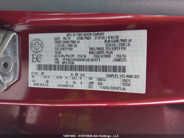 Ford ESCAPE SE 2014 1FMCU0G90EUE30371 Image 9