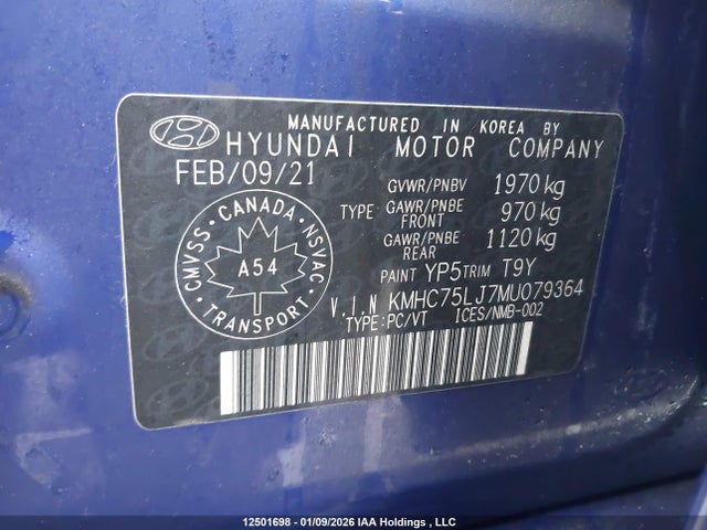 KMHC75LJ7MU079364 Hyundai Ioniq