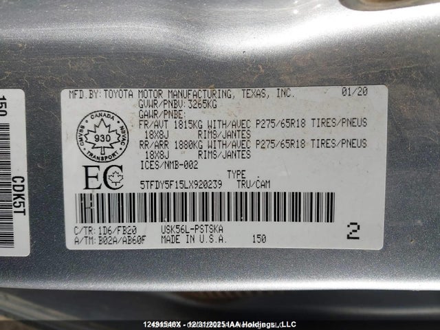 5TFDY5F15LX920239 Toyota 3ur-fe