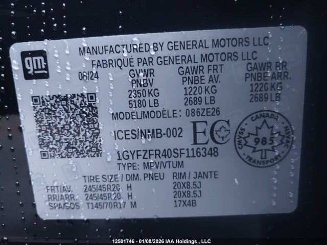 Продаж на аукціоні авто 2025 Cadillac Xt4 Sport, vin: 1GYFZFR40SF116348, номер лоту: 12501746