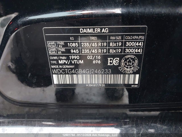 WDCTG4GB4GJ246233 Mercedes-Benz Gla 250 4matic