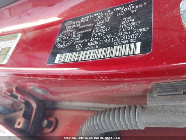 KM8K2CAA1JU083827 Hyundai Kona Sel