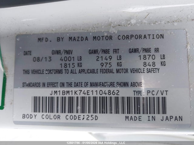 JM1BM1K74E1104862 Mazda 3 SPORT