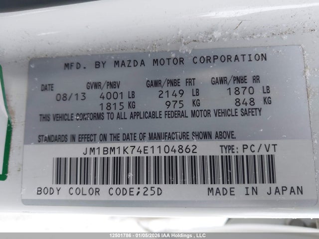JM1BM1K74E1104862 Mazda 3 SPORT
