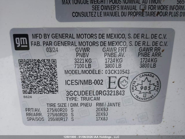 3GCUDEEL0RG321843 Chevrolet Silverado K1500 Rst