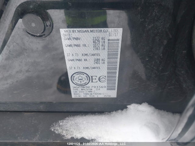 5N1AT2MV3HC793569 Nissan Rogue Sv/sl