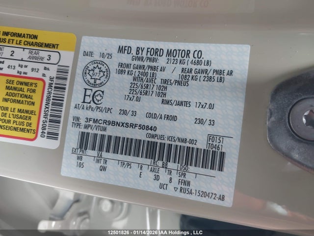 3FMCR9BNXSRF50840 Ford Bronco Sport