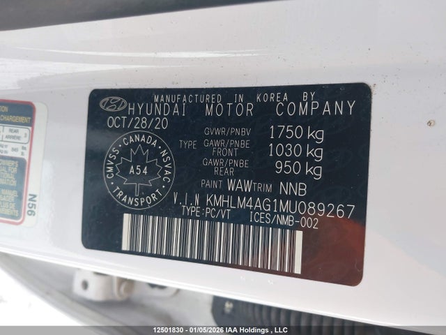 KMHLM4AG1MU089267 Hyundai ELANTRA SEL