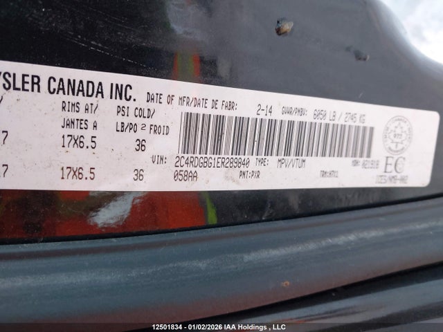 12501834 :رقم المزاد ، 2C4RDGBG1ER289840 vin ، 2014 Dodge Grand Caravan Se مزاد بيع