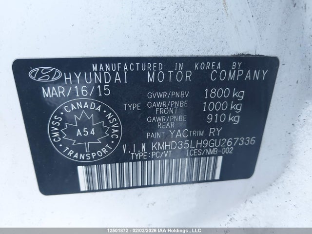KMHD35LH9GU267336 Hyundai Elantra Gt Limited