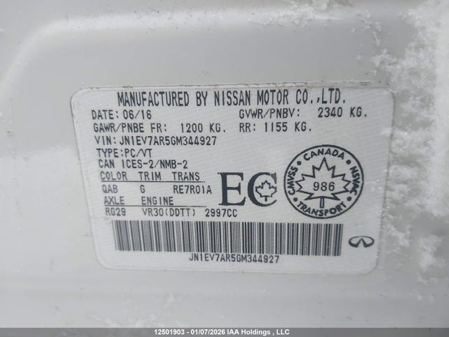 Продажа на аукционе авто 2016 Infiniti Q50, vin: JN1EV7AR5GM344927, номер лота: 12501903