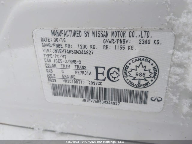 Продажа на аукционе авто 2016 Infiniti Q50, vin: JN1EV7AR5GM344927, номер лота: 12501903