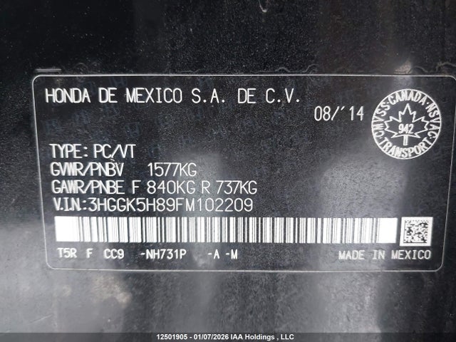 3HGGK5H89FM102209 Honda Fit
