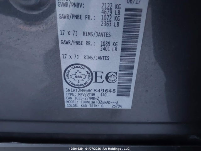 Nissan Rogue Sv/sl 2017 5N1AT2MV6HC849648 Image 9