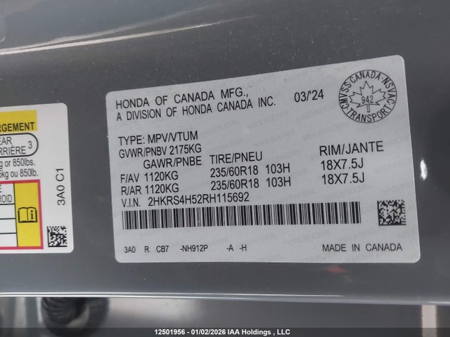 2HKRS4H52RH115692 Honda Cr-v Sport