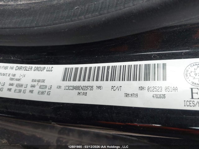 12501985 :رقم المزاد ، 1C3CCBAB8EN229735 vin ، 2014 Chrysler 200 مزاد بيع