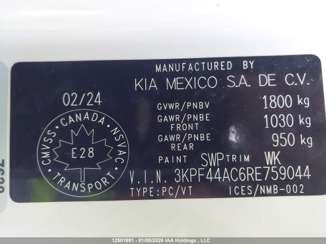 3KPF44AC6RE759044 KIA Forte Gt Limited