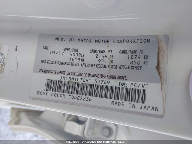 JM1BN1L76H1153769 Mazda 3 TOURING