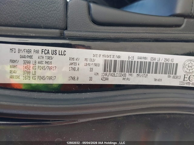 1C4RJFAG9LC132499 Jeep Grand Cherokee Laredo