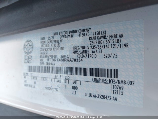 1FTBR1X88RKA78334 Ford Transit T-250