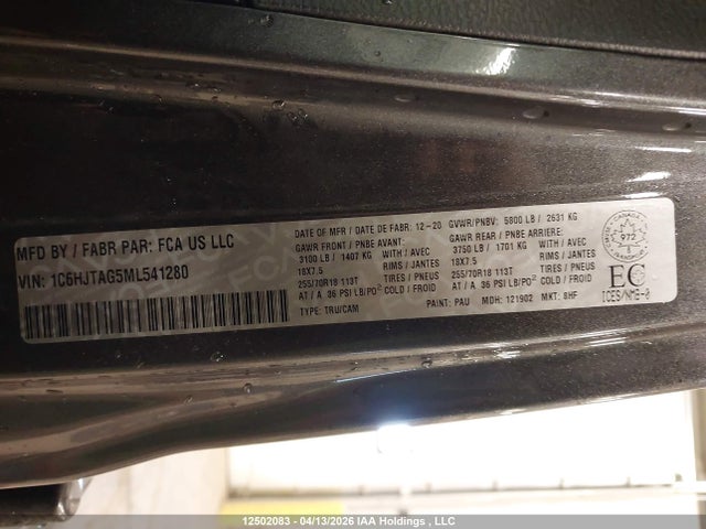 1C6HJTAG5ML541280 Jeep Gladiator Sport 80th Anniversary