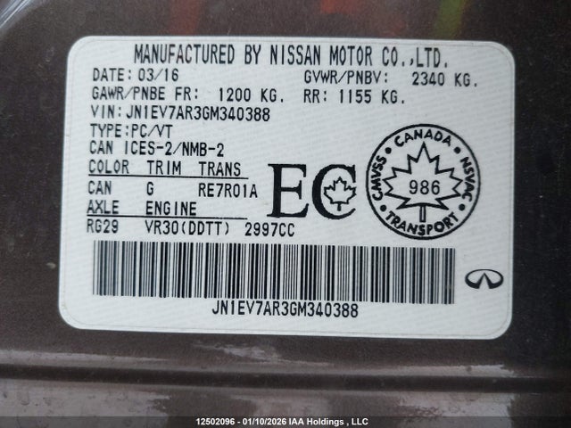 JN1EV7AR3GM340388 Infiniti Q50 3.0t