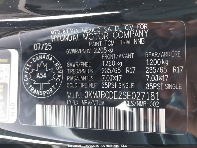 Aukcja sprzedaży 2025 Hyundai Tucson Sel, vin: 3KMJBCDE2SE027181, numer aukcji: 12502099