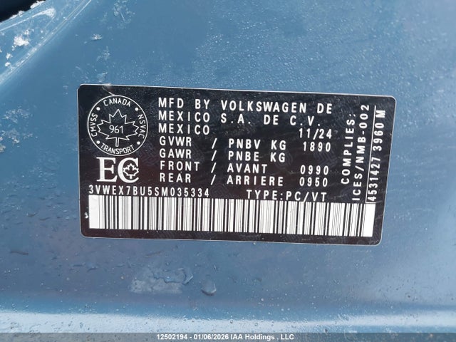 3VWEX7BU5SM035334 Volkswagen JETTA SE