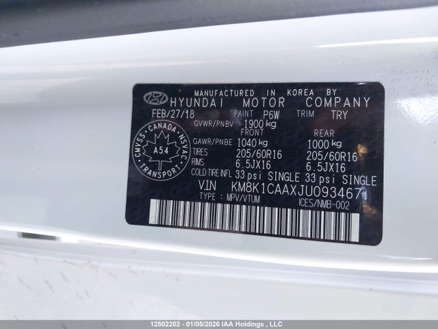 KM8K1CAAXJU093467 Hyundai Kona Se