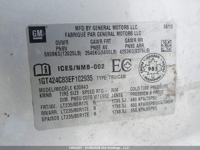 1GT424C83EF102935 GMC Sierra 3500hd Slt