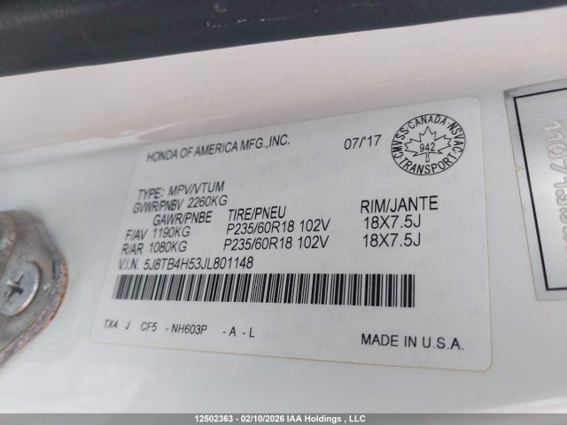 5J8TB4H53JL801148 Acura RDX