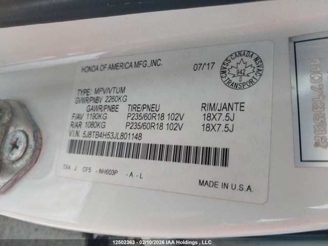 5J8TB4H53JL801148 Acura RDX