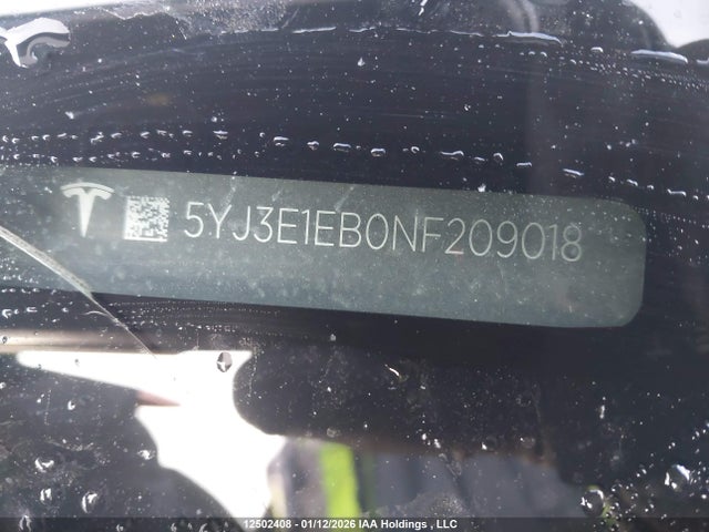5YJ3E1EB0NF209018 Tesla Model 3 Long Range