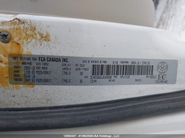 2C4RDGBG0JR349598 Dodge Grand Caravan Se