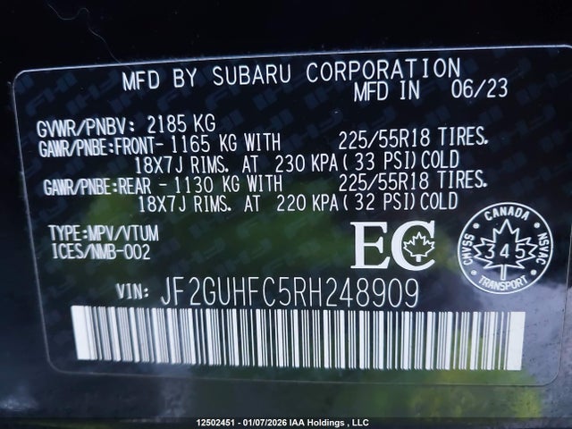 Subaru Crosstrek Onyx 2024 JF2GUHFC5RH248909 Image 9