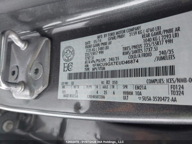 1FMCU9GX7EUD46874 Ford Escape