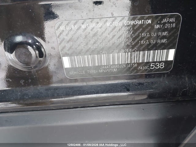 Продажа на аукционе авто 2018 Mitsubishi Eclipse, vin: JA4AT4AA5JZ618156, номер лота: 12502486