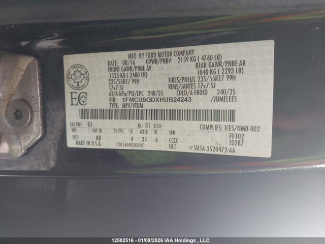 1FMCU9GDXHUB24243 Ford Escape