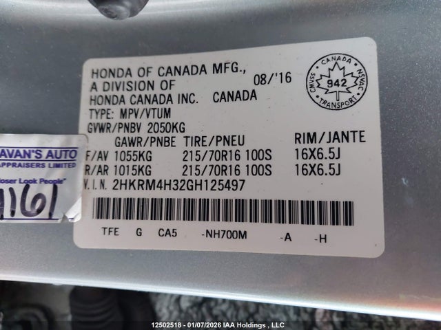 2HKRM4H32GH125497 Honda CR-V LX