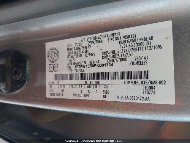 1FTFW1E50PKD91734 Ford F150 Supercrew