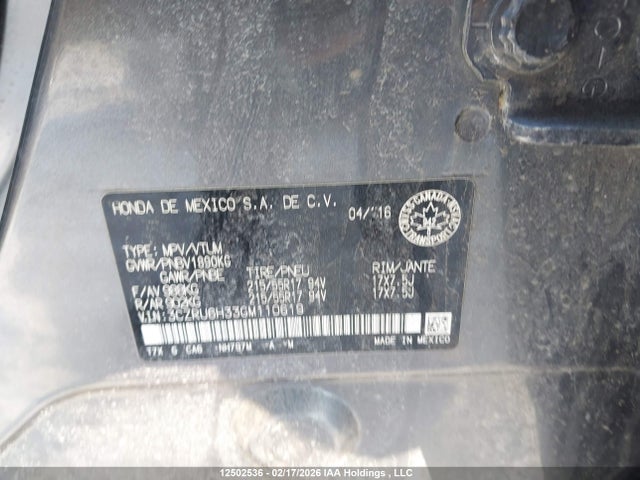 3CZRU6H33GM110619 Honda HR-V LX