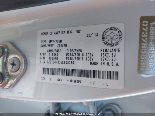 5J8TB4H37EL805756 Acura RDX