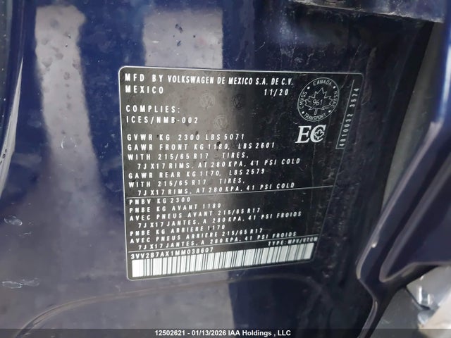 3VV2B7AX1MM038607 Volkswagen Tiguan