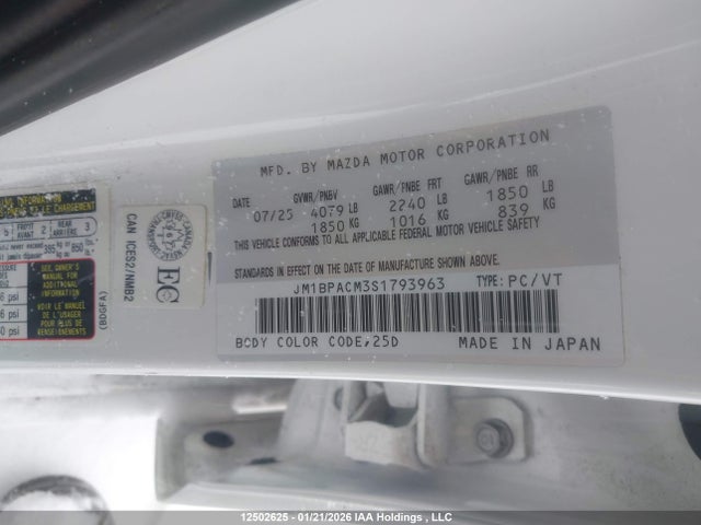 JM1BPACM3S1793963 Mazda 3 Preferred