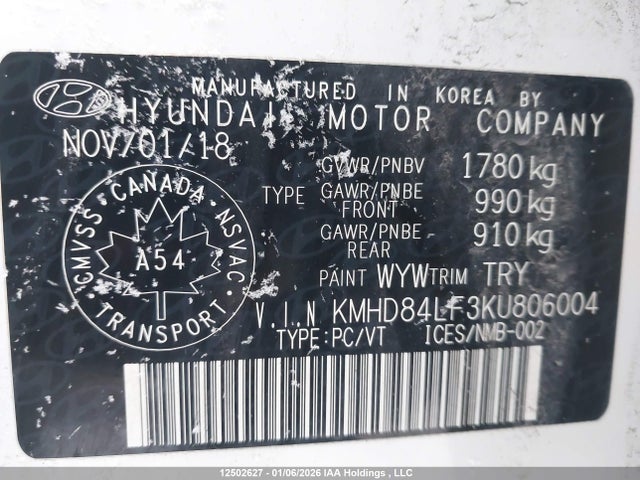 KMHD84LF3KU806004 Hyundai Elantra Sel/value/limited