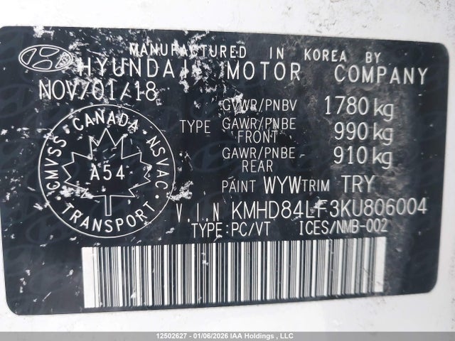 KMHD84LF3KU806004 Hyundai Elantra Sel/value/limited