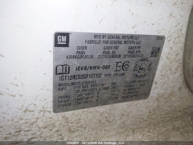 1GT12REG2GF187192 GMC SIERRA 2500HD